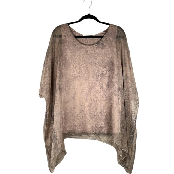 Soft Surroundings Gray Sheer Floral Flowy Top Size XS - Picture 1 of 7